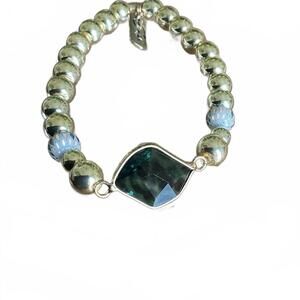 Erimish gold beaded bracelet with Emerald stone